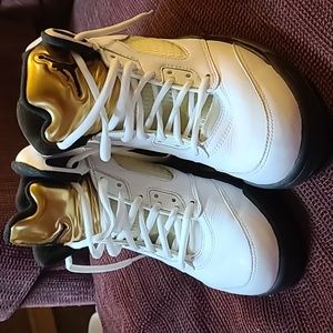 Air jordans all white gold and black trim